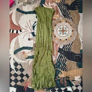 SNYDS x Revolve Olive Strapless Midi Satin Dress